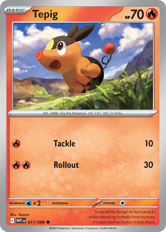 Tepig - 11/86 - Normal - NM - Common - White Flare