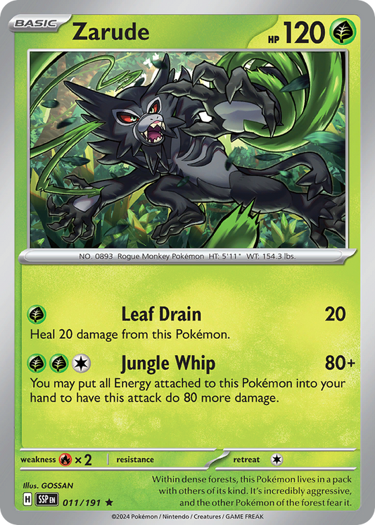 Zarude - 11/191 - Reverse Holofoil - NM - Rare - Surging Sparks