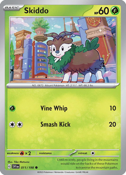 Skiddo - 11/198 - Reverse Holofoil - NM - Common - Scarlet & Violet