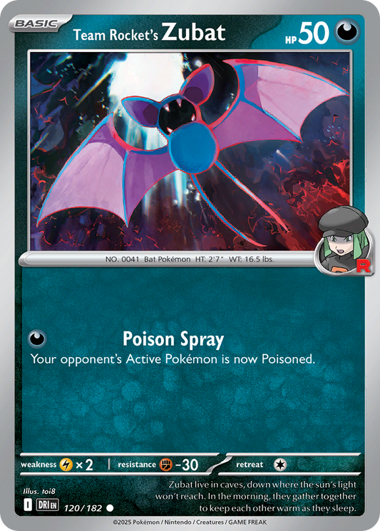Team Rocket's Zubat - 120/182 - Reverse Holofoil - NM - Common - Destined Rivals