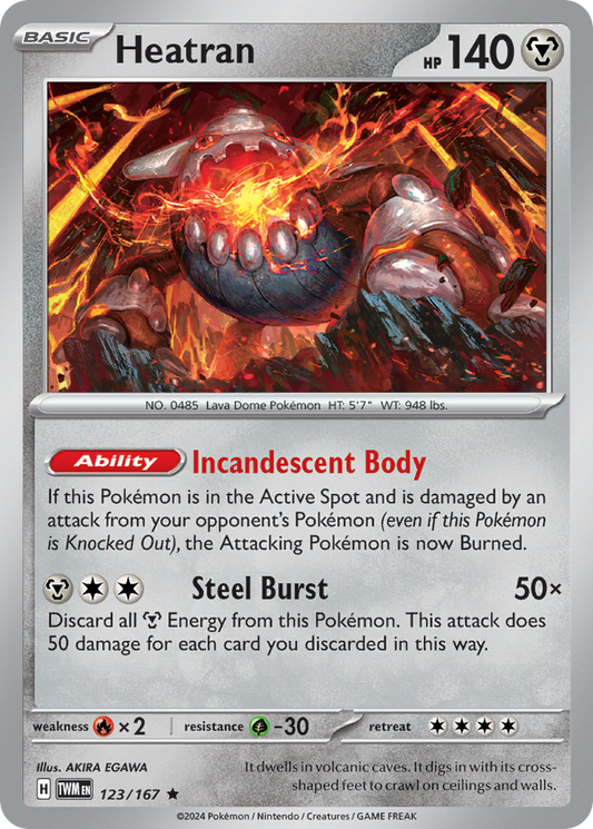 Heatran - 123/167 - Holofoil - NM - Rare - Twilight Masquerade