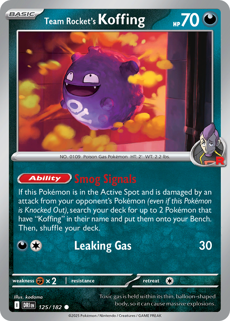 Team Rocket's Koffing - 125/182 - Reverse Holofoil - NM - Common - Destined Rivals