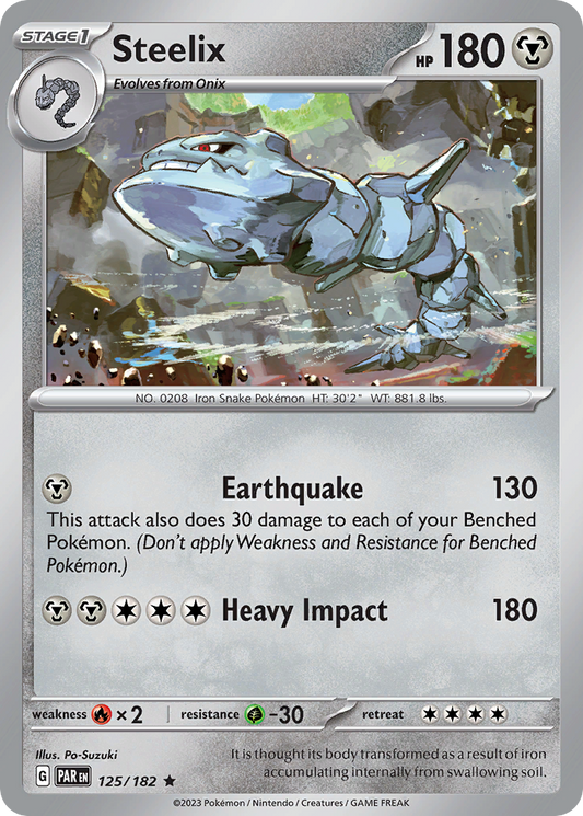 Steelix - 125/182 - Holofoil - NM - Rare - Paradox Rift