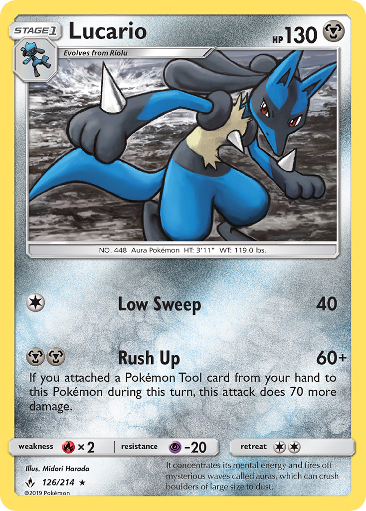 Lucario - 126/214 - Normal - NM - Rare Holo - Unbroken Bonds