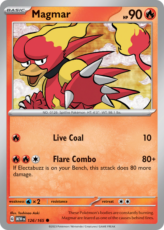 Magmar - 126/165 - Reverse Holofoil - NM - Common - 151