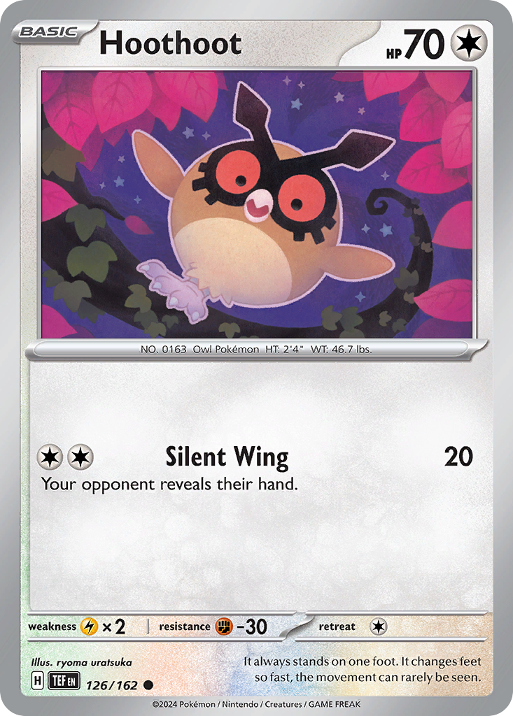Hoothoot - 126/162 - Reverse Holofoil - NM - Common - Temporal Forces