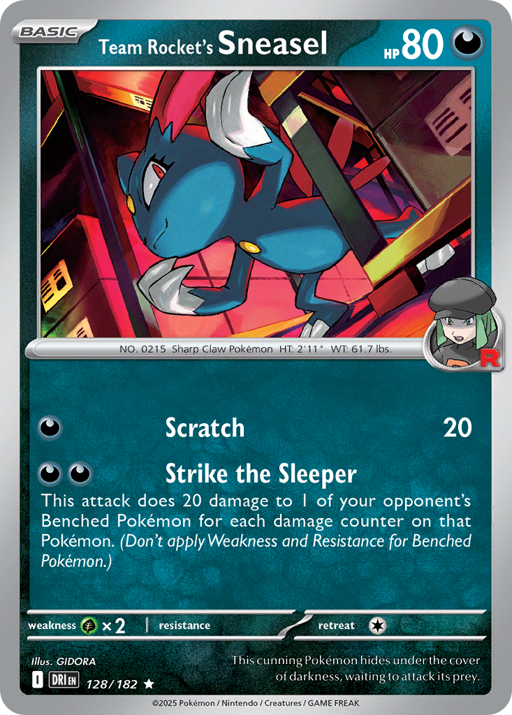Team Rocket's Sneasel - 128/182 - Holofoil - NM - Rare - Destined Rivals