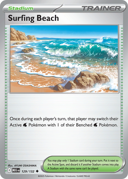 Surfing Beach - 129/132 - Normal - NM - Uncommon - Mega Evolution