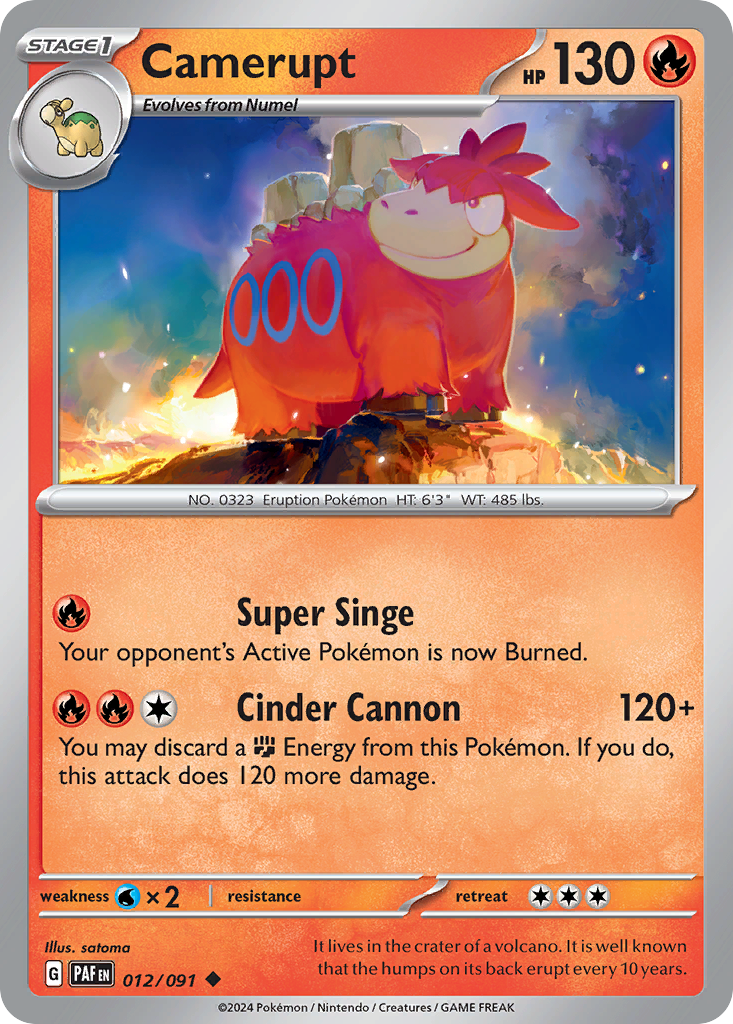 Camerupt - 12/91 - Normal - NM - Uncommon - Paldean Fates