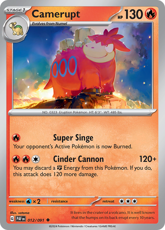 Camerupt - 12/91 - Normal - NM - Uncommon - Paldean Fates
