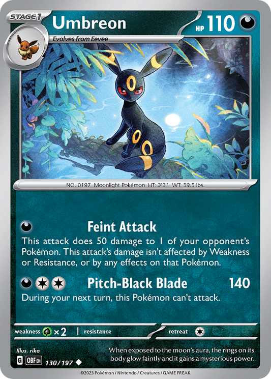 Umbreon - 130/197 - Normal - NM - Uncommon - Obsidian Flames
