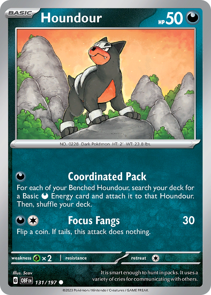 Houndour - 131/197 - Reverse Holofoil - NM - Common - Obsidian Flames