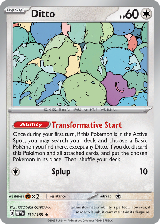 Ditto - 132/165 - Holofoil - NM - Rare - 151