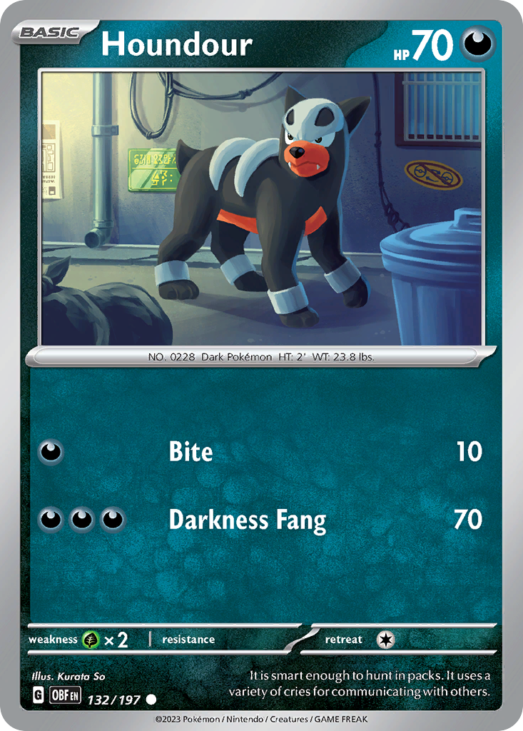 Houndour - 132/197 - Normal - NM - Common - Obsidian Flames