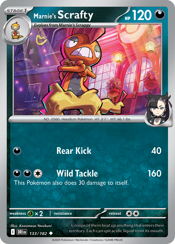 Marnie's Scrafty - 133/182 - Normal - NM - Uncommon - Destined Rivals