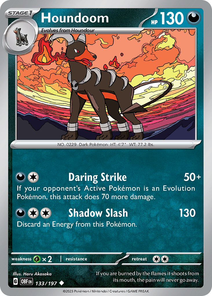 Houndoom - 133/197 - Normal - NM - Uncommon - Obsidian Flames