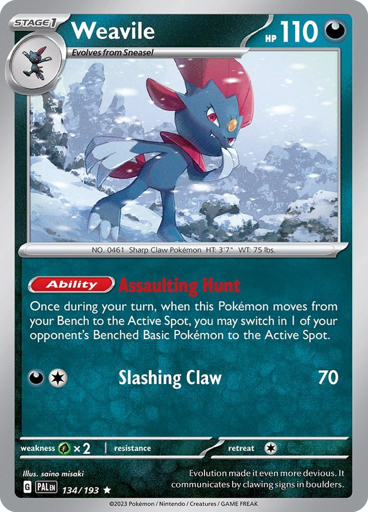 Weavile - 134/193 - Holofoil - NM - Rare - Paldea Evolved