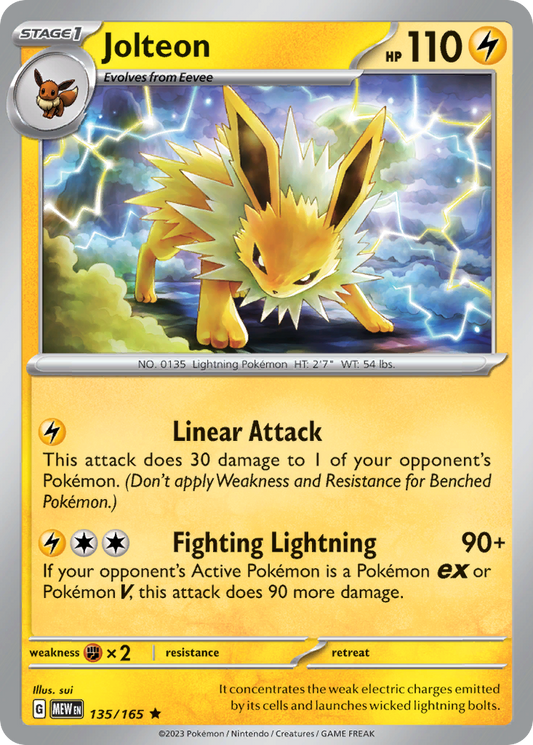 Jolteon - 135/165 - Holofoil - NM - Rare - 151