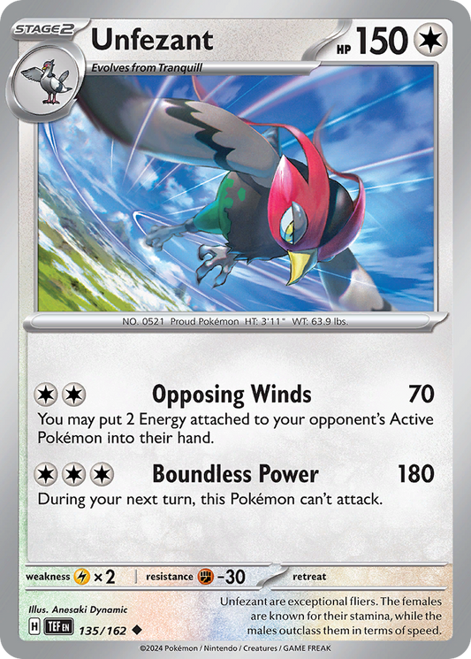Unfezant - 135/162 - Normal - NM - Uncommon - Temporal Forces