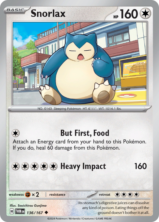 Snorlax - 136/167 - Normal - NM - Uncommon - Twilight Masquerade