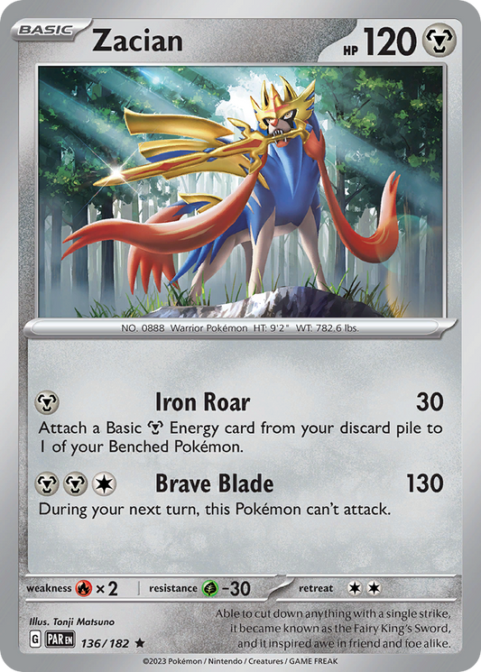 Zacian - 136/182 - Reverse Holofoil - NM - Rare - Paradox Rift