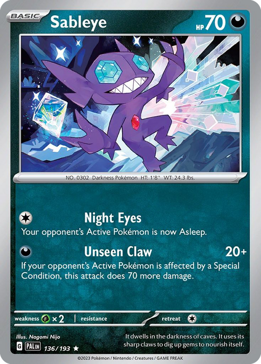 Sableye - 136/193 - Holofoil - NM - Rare - Paldea Evolved