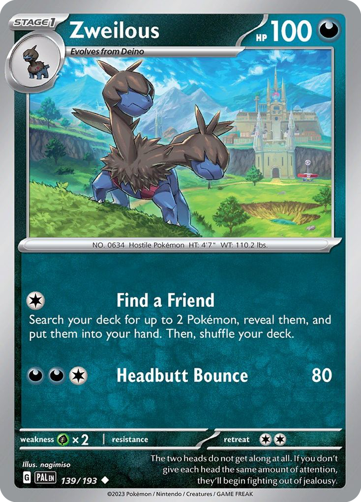 Zweilous - 139/193 - Reverse Holofoil - NM - Uncommon - Paldea Evolved
