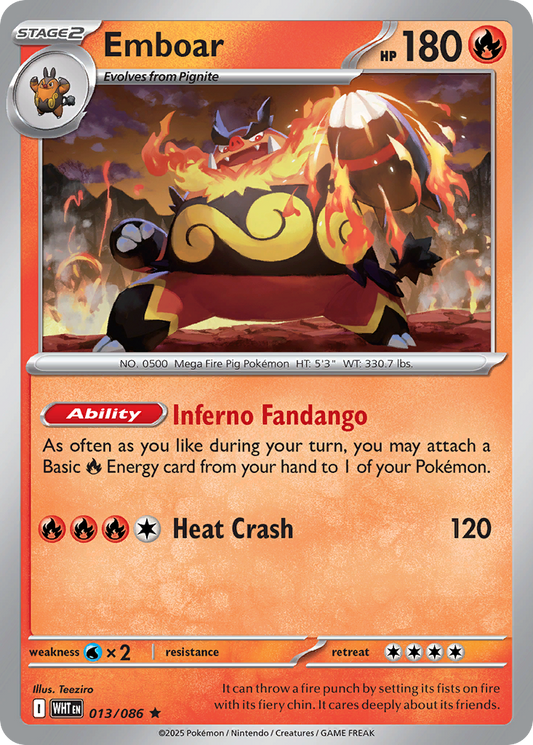 Emboar - 13/86 - Holofoil - NM - Rare - White Flare