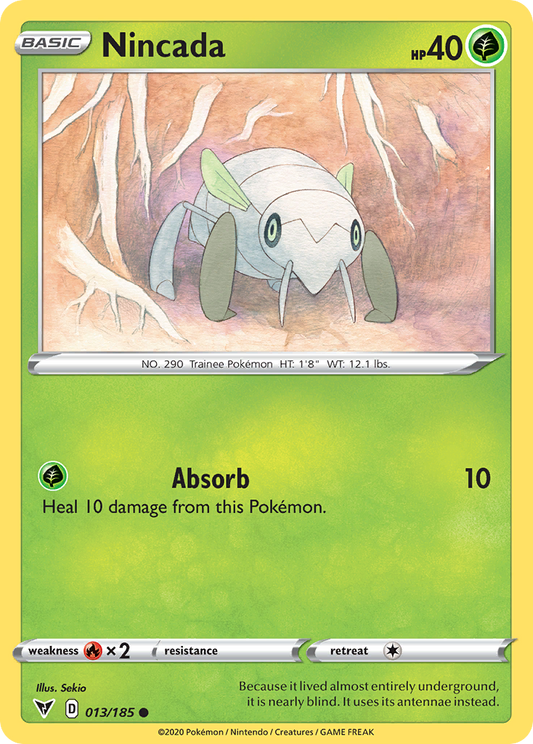 Nincada - 13/185 - Normal - NM - Common - Vivid Voltage