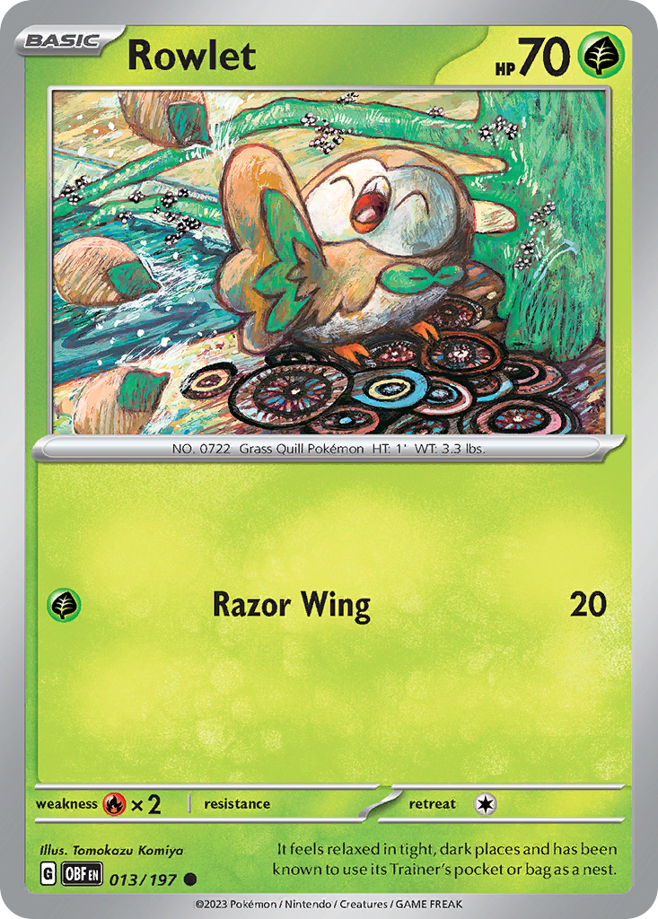 Rowlet - 13/197 - Normal - NM - Common - Obsidian Flames