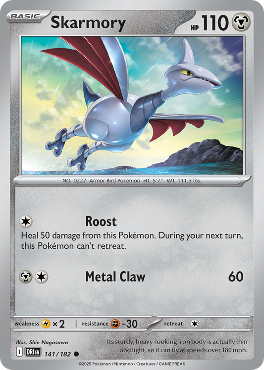 Skarmory - 141/182 - Reverse Holofoil - NM - Common - Destined Rivals