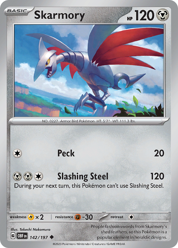Skarmory - 142/197 - Normal - NM - Uncommon - Obsidian Flames