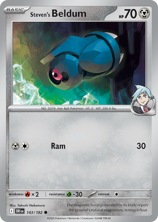Steven's Beldum - 143/182 - Reverse Holofoil - NM - Common - Destined Rivals