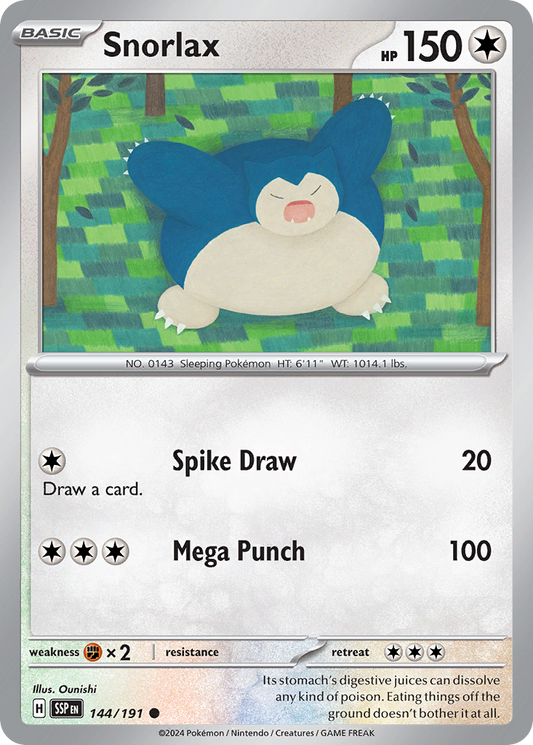 Snorlax - 144/191 - Normal - NM - Common - Surging Sparks