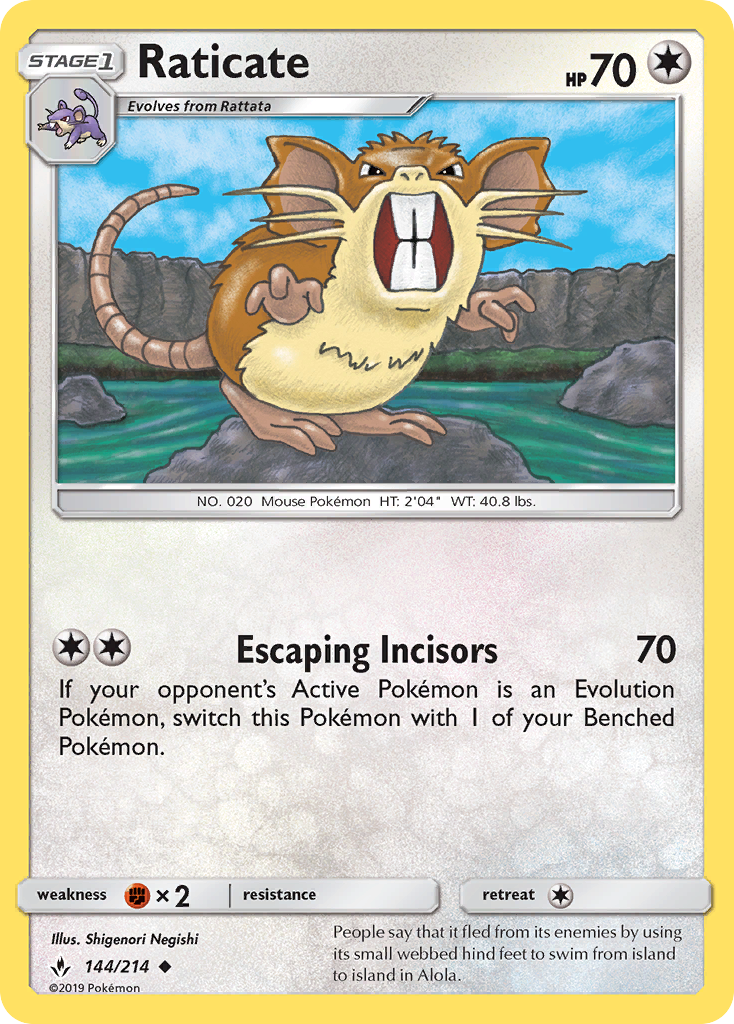 Raticate - 144/214 - Normal - NM - Uncommon - Unbroken Bonds