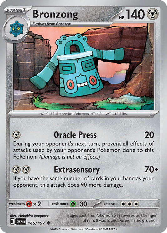 Bronzong - 145/197 - Reverse Holofoil - NM - Uncommon - Obsidian Flames