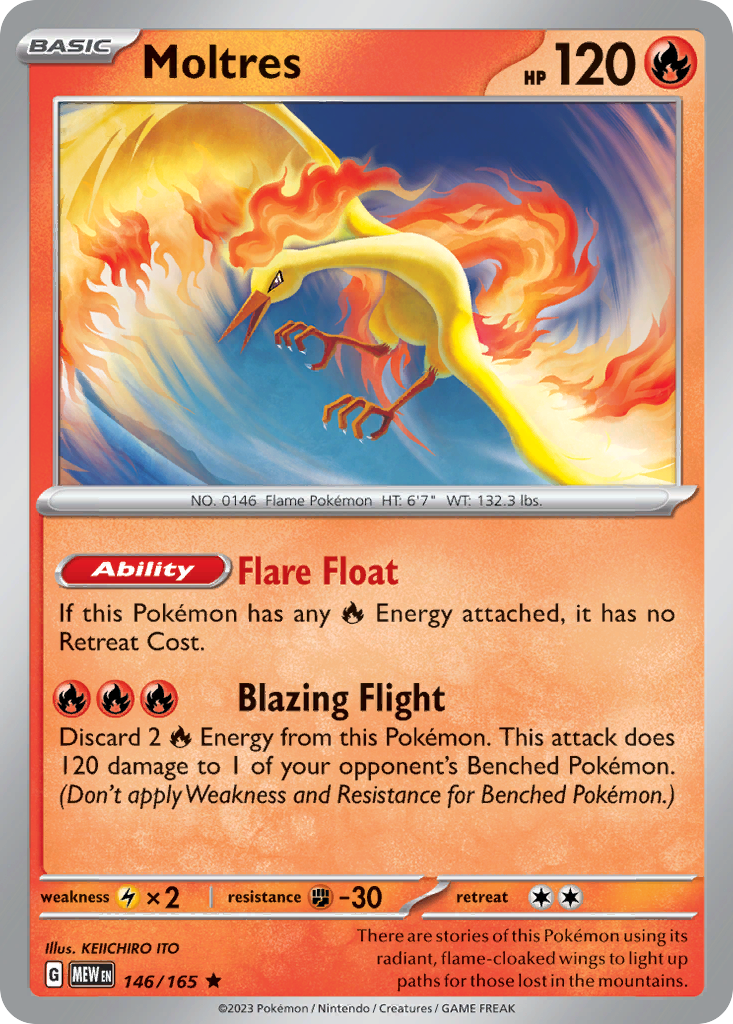 Moltres - 146/165 - Holofoil - NM - Rare - 151