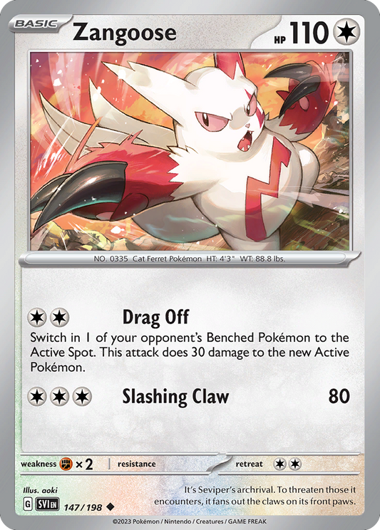 Zangoose - 147/198 - Reverse Holofoil - NM - Uncommon - Scarlet & Violet