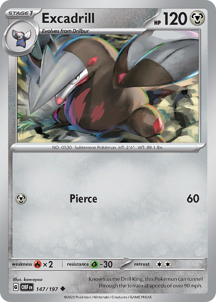Excadrill - 147/197 - Normal - NM - Uncommon - Obsidian Flames