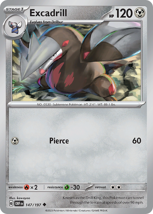 Excadrill - 147/197 - Normal - NM - Uncommon - Obsidian Flames