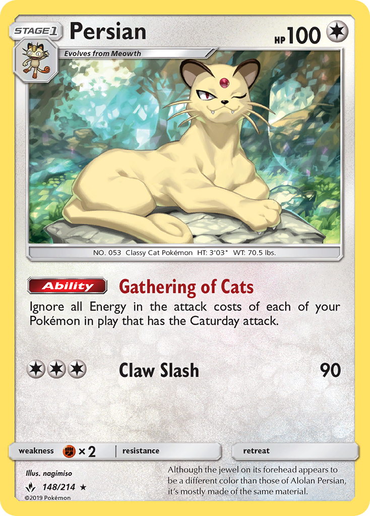 Persian - 148/214 - Normal - NM - Rare - Unbroken Bonds