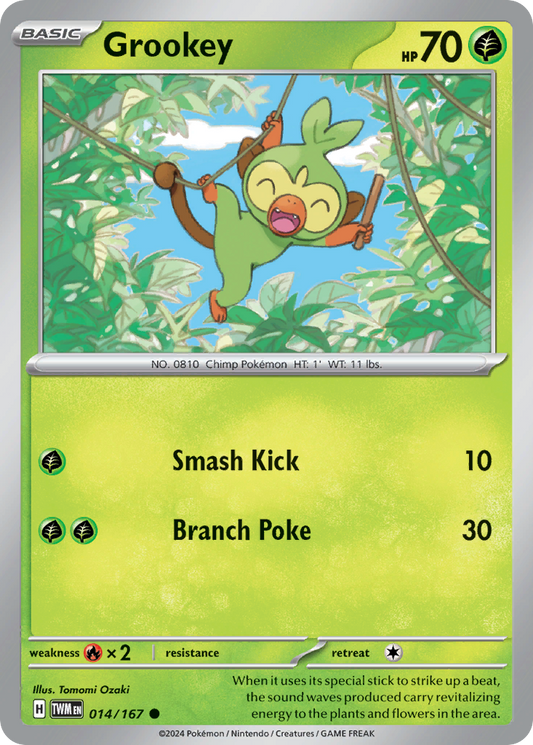Grookey - 14/167 - Reverse Holofoil - NM - Common - Twilight Masquerade