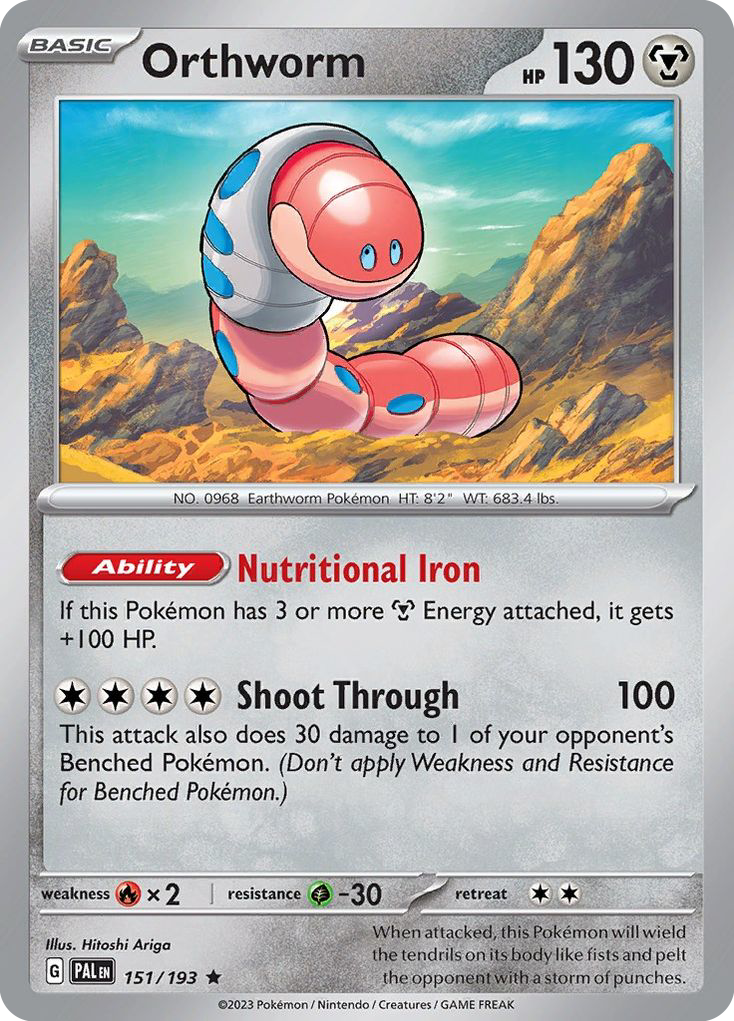 Orthworm - 151/193 - Reverse Holofoil - NM - Rare - Paldea Evolved