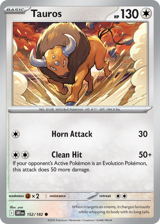 Tauros - 152/182 - Reverse Holofoil - NM - Common - Destined Rivals