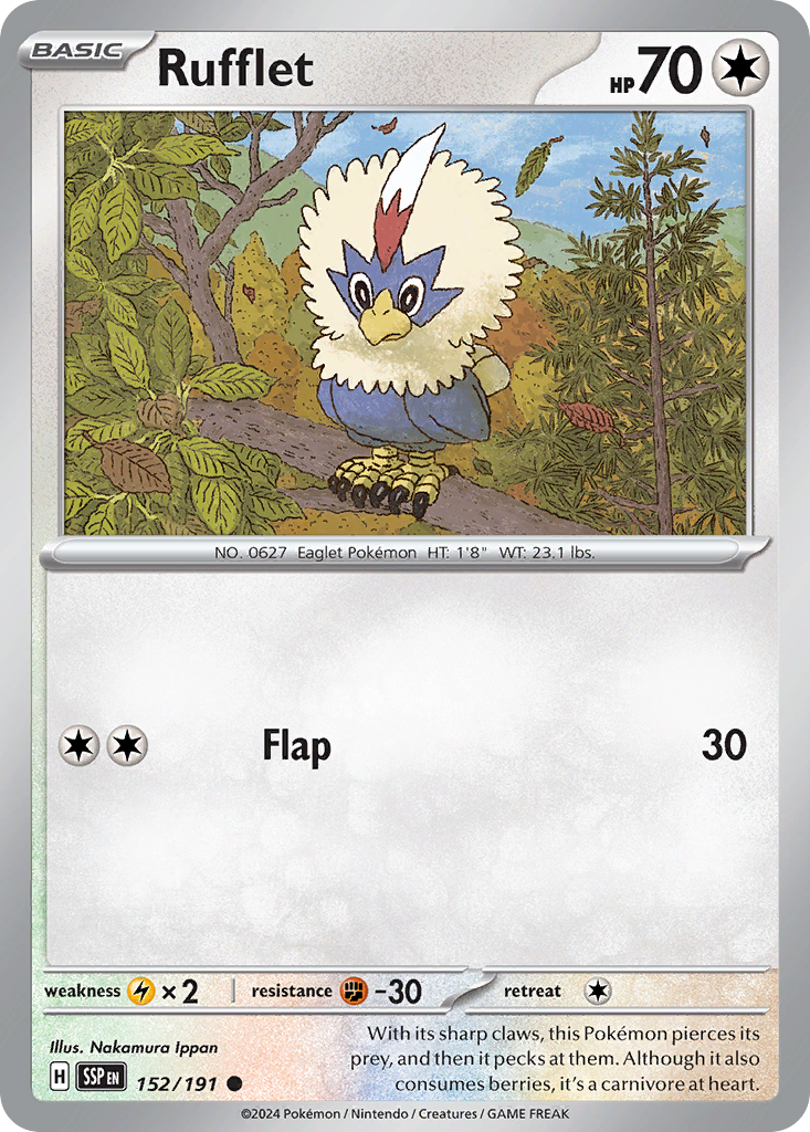 Rufflet - 152/191 - Reverse Holofoil - NM - Common - Surging Sparks