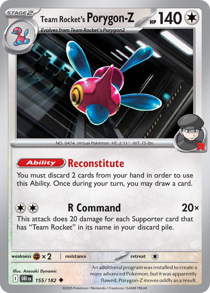 Team Rocket's Porygon-Z - 155/182 - Normal - NM - Uncommon - Destined Rivals