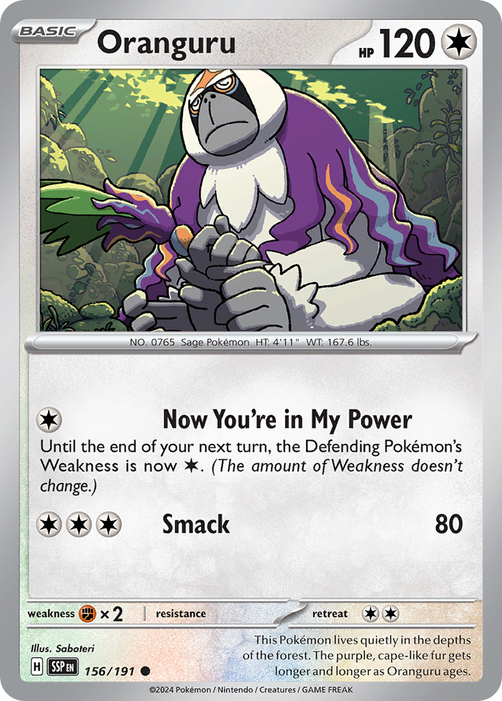 Oranguru - 156/191 - Reverse Holofoil - NM - Common - Surging Sparks