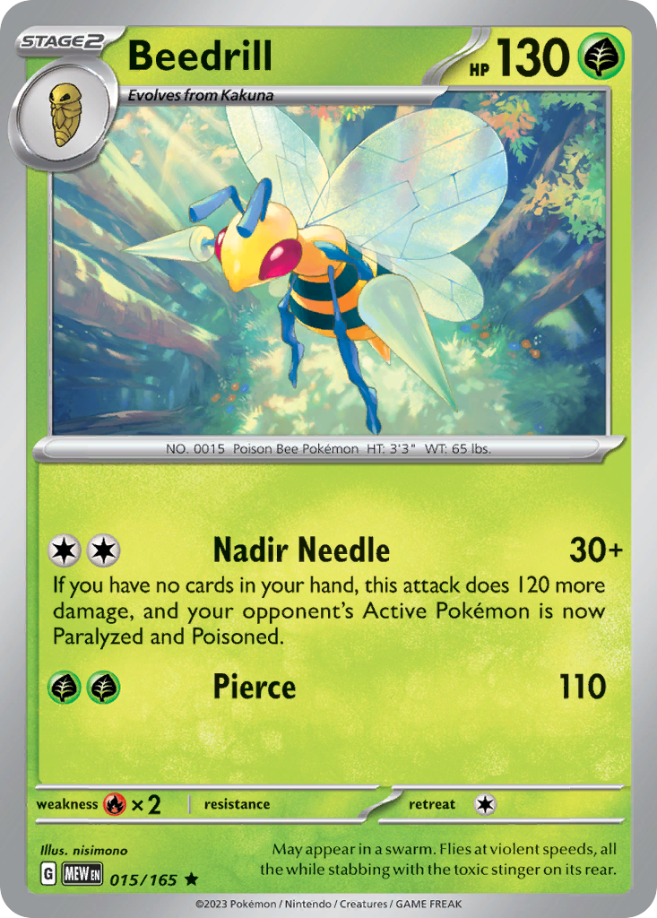 Beedrill - 15/165 - Holofoil - NM - Rare - 151