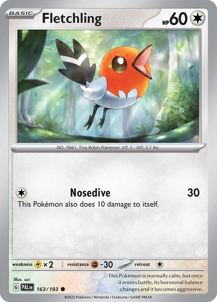 Fletchling - 163/193 - Reverse Holofoil - NM - Common - Paldea Evolved