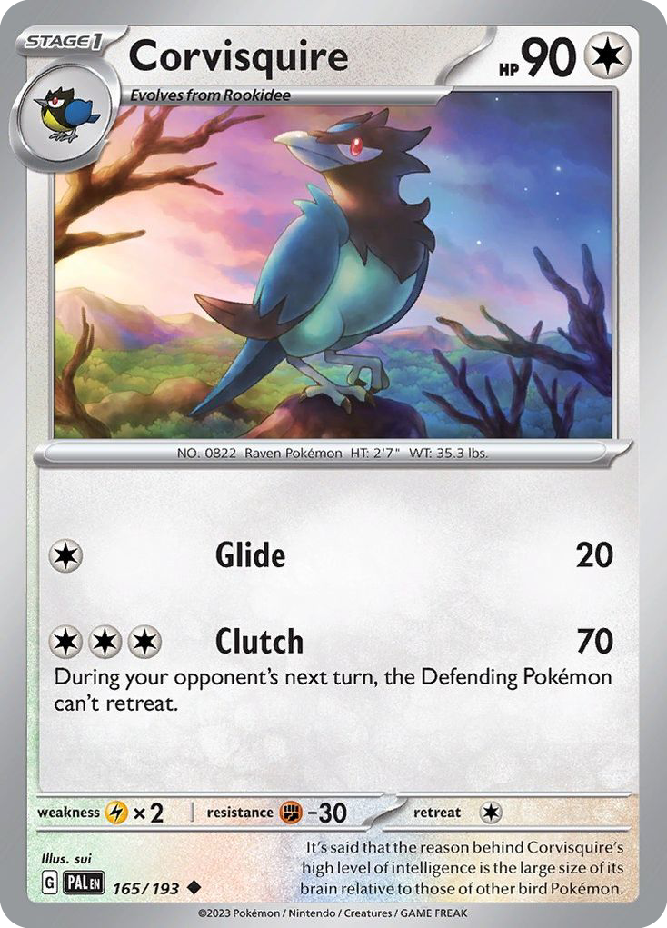 Corvisquire - 165/193 - Reverse Holofoil - NM - Uncommon - Paldea Evolved